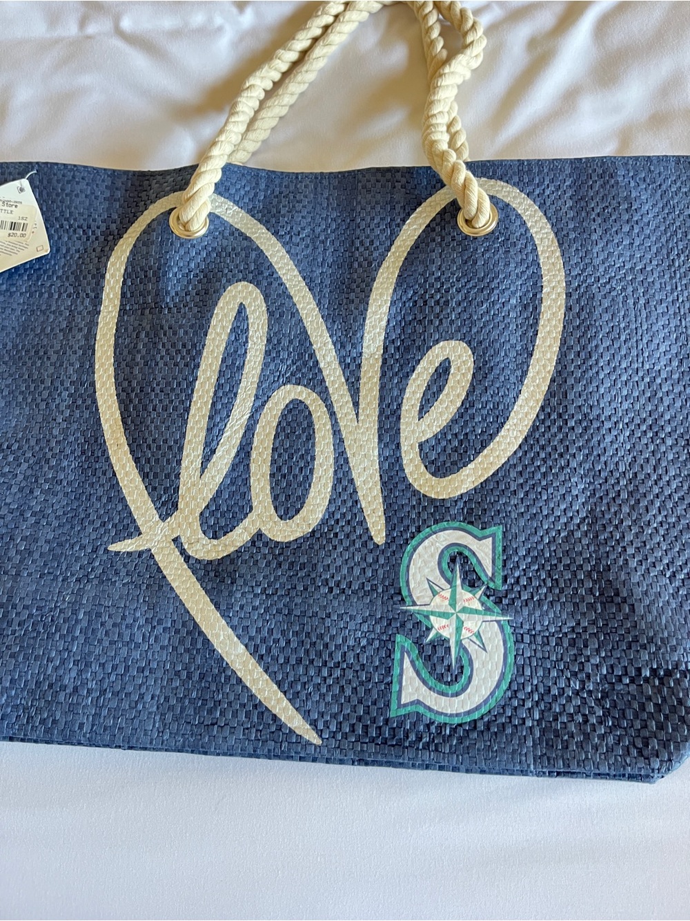 Seattle Mariners Blue Woven Straw Small Love Rope Tote Bag โพ๏ธ - Picture 2 of 15